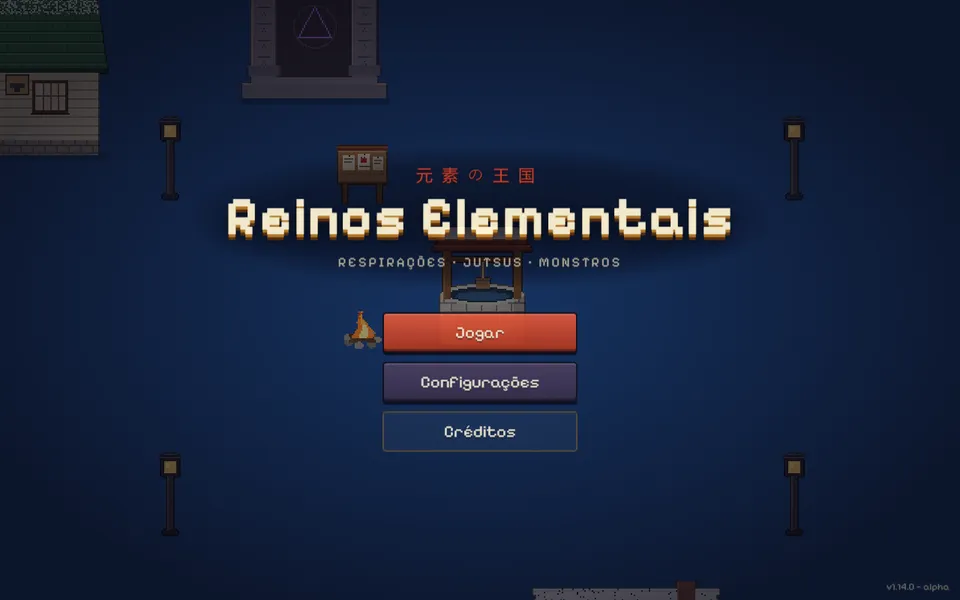 Tela inicial do jogo Reinos Elementais